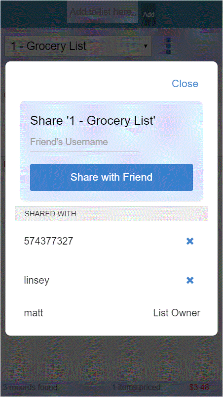 Share a list with your friends